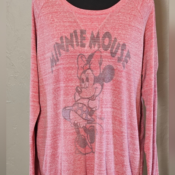 [JUNK FOOD] Minnie Mouse Long Sleeve Tee ☆ Red Speckled Scoop Neck《L/XL》 - Picture 2 of 16